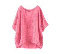 T Shirts Fuer Damen Leinen Sommer Elegant Bluse Kurzarmshirt Black Pink Tshirts Shirt Bauchfrei Weiß Kurzarm Übergroßes Damen-T-Shirt Tshirt Mit Farbverlauf Sexy Party Loose Fit