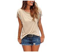 T-Shirts Für Damen Sommer V Ausschnitt Kurzarm Basic Bedruckt Bluse Shirts Tshirt Oberteile Long Baumwolle T-Shirt Tee Tops Pullover Hemd Lässig Vintage Elegant Teenager Mädchen Sommertops