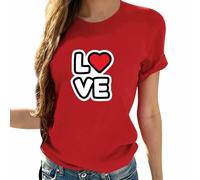 T-Shirts für Damen, UK-Kurzarm-T-Shirt, Valentinstags-T-Shirt, Herz-Top, Sommerblusen, Rundhalsausschnitt, weite T-Shirts, lässige T-Shirts, Fitnessstudio, Tunika, Bluse, lockeres Shirt, G Rot, XXL