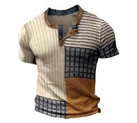 T-Shirts für Herren Henley Shirt in Used-Optik Oversize T Shirt Männer Shirts Kurzarm Sommer Kurzarmshirt Baumwolle Sportshirt Basic Shirts Streetwear Slim Fits Oberteile