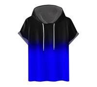 T-Shirts für Herren mit Kapuze Sommer Tshirt Kurzarm Hoodie Sportlich Hoodies Freizeit Kapuzenshirt Farbverlauf Sweatshirt Oversize Hoody Männer Shirts Baumwolle Oberteile Kapuzenpullover