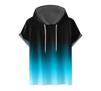 T-Shirts für Herren mit Kapuze Sommer Tshirt Kurzarm Hoodie Sportlich Hoodies Freizeit Kapuzenshirt Farbverlauf Sweatshirt Oversize Hoody Männer Shirts Baumwolle Oberteile Kapuzenpullover