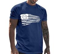 T-Shirts für Herren Oversized Tshirts Männer Rundhals Kurzarm T Shirt Sport Baumwolle Shirts Kurzarmshirt Sommer Vintage Casual Tops Cotton Tee Streetwear Marine 5XL
