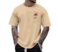 T-Shirts für Herren Sommer Casual Kurzarm Shirt Oversized Oberteile Rundhals Basic Sportshirt Baumwolle Lose Freizeitshirts Hawaii Print Tshirt Tops Leicht Bequem Muskelshirt Sommershirt