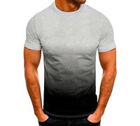 T-Shirts für Herren Sommer Kurzarm Basic Herren Tshirt Casual Rundhals Tee Shirts 3D Druck Gradient Oberteile Leicht Baumwolle Männer T Shirt Regular Fit Tops Angebote des Tages Heute