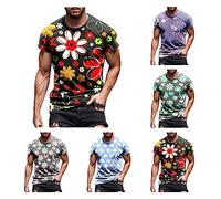 T-Shirts für Herren T Kurzen Top-Casual-Hemd Schlanke Ärmelbluse 3D Gedruckt Männer Sommer Bedruckte Herrenbluse Kurzarm Rundhals Hemd Herren