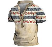 T - Shirts Herren Casual Blusen Motiv Vintage Shirts Henley T-Shirt Freizeit Freizeitshirt Laufendes Shirt Kurzärmlige Oberteile Kurzarmshirt Kurzarm Kurzarm-Shirt Henley-Shirt（M，Weiß）