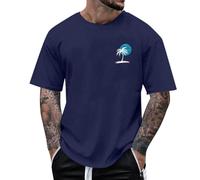 T-Shirts Herren Oversized Sommer Tshirt Palmenmotiv Oberteile Kurzarm Tshirts Tops Männer Casual Tee Shirts Vintage Streetwear Sport Fitnees Laufshirt Baumwolle Sportshirt