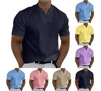 T Shirts Männer V Ausschnitt Kurzarm Fitness Tee Tops Atmungsaktive Business Slim Fit Baumwoll Tshirt Herren Mittelalter Tshirt Lässig Einfarbig T-Shirt-Obertei