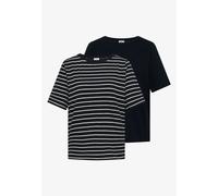 Cecil Damen T-Shirts mit Streifen im 2er-Pack in Multicolour|Weiß|Blau, Gr: M