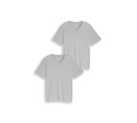 T-Shirt TOM TAILOR, Herren, Gr. M, light stone grau melange, Single Jersey, Obermaterial: 60% Baumwolle, 40% Polyester, regular fit taillenbedeckt, V-Ausschnitt, gerader Abschluss, Shirts T-Shirt, mit