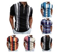 T-Shirts Sommmer Herren Poloshirt mit Reißverschluss Business Revers T-Shirt Golf Tops Vintage Sommer Casual Kurzarmshirt Polohemd Regular Fit Freizeithemd