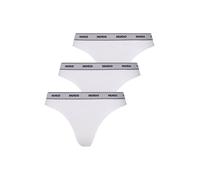 T-String HUGO UNDERWEAR "TRIPLET THONG STRIPE", Damen, Gr. L (40), 3 Stk., weiß (weiß 100), Jersey, Obermaterial: 95% Baumwolle, 5% Elasthan, unifarben, körpernah, Unterhosen, mit Logoschriftzug auf d