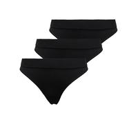T-String ONLY "ONLVICKY RIB S-LESS THONG 3-PK NOOS", Damen, Gr. L, 3 Stk., schwarz (schwarz pack:x 3), Jersey, Obermaterial: 94% Polyamid, 6% Elasthan, unifarben, Unterhosen (16480136-L) schwarz pack: