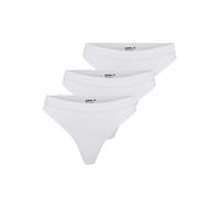 T-String ONLY "ONLVICKY RIB S-LESS THONG 3-PK NOOS", Damen, Gr. S, 3 Stk., weiß (hellweiß pack:x 3), Jersey, Obermaterial: 94% Polyamid, 6% Elasthan, unifarben, Unterhosen T-String (69420724-S)