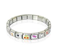 T TAKONE Italian Charm Bracelet Silber - Robustes Edelstahlarmband im Italienischen Design, ideal für den täglichen Gebrauch (silber)
