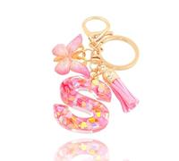 T TAKONE Schlüsselanhänger Buchstabe - Schmetterling Glitzer Rosa, Idealer Geschenk Auto Anhänger für Frauen/Kinder-S