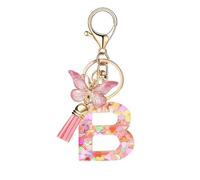 T TAKONE Schlüsselanhänger Buchstabe, Schmetterling Glitzer Rosa Schlüsselanhänger, Idealer Geschenk Auto Schlüsselanhänger für Frauen/Kinder-B