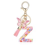 T TAKONE Schlüsselanhänger Buchstabe, Schmetterling Glitzer Rosa Schlüsselanhänger, Idealer Geschenk Auto Schlüsselanhänger für Frauen/Kinder-Z