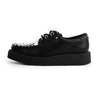 T.U.K Anarchic Creeper Lederschuhe für Männer und Frauen - Farbe Black White Leather - Gothic bis Punkrock - Brothel Creepers - Keilschuhe mit Schnürsenkeln - Größe EU40