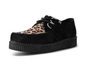 T.U.K. Leather Viva Low Creeper - Herren & Damen Schuhe - Farbe Black and Leopard Suede - Größe EU42