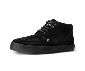 T.U.K. Mid Top Creeper Sneaker - Herren & Damen Schuhe - Farbe Black Suede - Puck, Goth und Rocker Style Leder und Wildleder Schnürschuhe - Größe 40