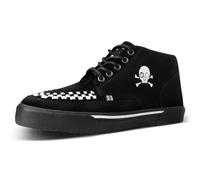 T.U.K. Mid Top Creeper Sneaker - Herren & Damen Schuhe - Farbe Black White Suede - Puck, Goth und Rocker Style Leder und Wildleder Schnürschuhe - Größe 46