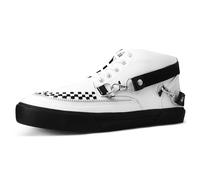 T.U.K. Mid Top Creeper Sneaker - Herren & Damen Schuhe - Farbe White TUKskin - Puck, Goth und Rocker Style Leder und Wildleder Schnürschuhe - Größe 46