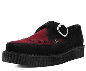 T.U.K. Pointed Creeper Monk Buckle - Herren & Damen Schuhe - Farbe Black & Burgundy Suede - Größe EU38