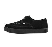 T.U.K. Pointed Creeper Sneakers - Herren und Damen Schuhe - Farbe Black Suede - Punk Goth und Rocker Style Canvas Print und Wildleder Schnürschuhe - Größe EU38