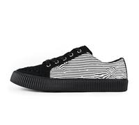 T.U.K. Ribbed Sole Sneaker - Modeschuhe für Männer und Frauen - Skate, Punk, Rock und Gothic Style aus Leder, Wildleder und Canvas- Farbe Black Wite Canvas - Größe 46