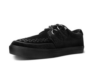 T.U.K. Vegan Creeper Sneaker - Herren & Damen Schuhe - Farbe Black Velvet - Puck, Goth und Rocker Style Leder und Wildleder Schnürschuhe - Größe 44