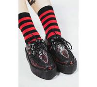 T.U.K. x Eliza Sidney - Viva High Sole Black Skull Print - Girl Schuhe - Schwarz - EU 36 - Leather/Textile/Gummi,Kunstleder Schwarz EU 36