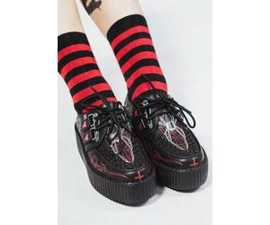 T.U.K. x Eliza Sidney - Viva High Sole Black Skull Print - Girl Schuhe - Schwarz - EU 36 - Leather/Textile/Gummi,Kunstleder Schwarz EU 36