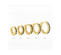 (T17mm 2 stücke) Echte 925 Sterling Silber Creolen frauen Runde Runde Ohrring Zirkon Durchbohrte Ohrringe