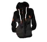 TA Fashion Damen Kuschel Sweat Jacke mit Kapuze Teddy Fleece Hoodie Velour Velvet Übergangsjacke Uni S-3XL (DE/NL/SE/PL, Alphanumerisch, M, Regular, Regular, Schwarz-537)
