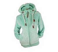 TA Fashion Damen Kuschel Sweat Jacke mit Kapuze Teddy Fleece Hoodie Velour Velvet Übergangsjacke Uni S-3XL (DE/NL/SE/PL, Alphanumerisch, XXL, Regular, Regular, Türkis-537)