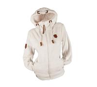 TA Fashion Damen Kuschel Sweat Jacke mit Kapuze Teddy Fleece Hoodie Velour Velvet Übergangsjacke Uni S-3XL (DE/NL/SE/PL, Alphanumerisch, 3XL, Regular, Regular, Weiß-537)