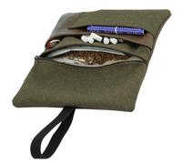 Tabaktasche aus Kunstleder Tabakbeutel - Edle Dreher-Tasche mit Filterfach & Blättchen-Halter in hochwertiger Kunstleder für Raucher (Dunkelbraun)