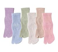 Tabi Socken mit geteiltem Zehenbereich, Baumwolle, athletisch, Laufen, Freizeit, Knöchelzehensocken für Jungen, Mädchen, Kinder, Teenager von 2-15 Jahren, 6 Paar, Hellviolett, Hellblau, Hellgrün, Rosa