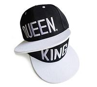 Tabiekacl King Queen Snapbacks Baseball Caps Set mit 3D Stickerei King Queen Baseballcap für Liebhaber Geburtstagsgeschenk (schwarz+Weiß-1)