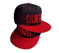 Tabiekacl King Queen Snapbacks Baseball Caps Set mit 3D Stickerei King Queen Baseballcap für Liebhaber Geburtstagsgeschenk (Rot)
