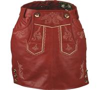 Tachten Lederrock kurz Damen -Leder Rock Vintage Damen- Nappa antik - Trachtenrock Knielang - Kurzer Lederrock Damen Tracht echt Leder alt Rot antik (34, Alt Rot antik)
