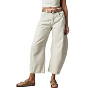 TACSTRUN Baggy-Jeans für Damen im Vintage-Stil mit niedrigem Bund, lässige, ausgewaschene Jeanshose mit weitem Bein und Knöchel,Weiß,S