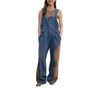 TACSTRUN Damen Jean Overalls Loose Fit verstellbare Strap Denim Jumpsuits Vintage Tie Dye Lätzchen Overall Strampler,Blau,M