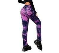 TACSTRUN Frauen hohe Taille Skinny Jeans Stretchy Butt Lifting Gewaschene Tie Dye farbige Slim Fit Bleistift Bein Denim Hosen,Lila,S