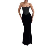 TACSTRUN Frauen Korsett Kleid Sexy Slim Fit Tube Top Backless Wrap Hip Midi Kleider Ballkleid Vintage Cocktailkleid,Schwarz,M
