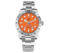 TACTICAL FROG San Martin Herren-Armbanduhr SN054GE 39 mm BB Automatic Dive Watch NH34 GMT Watches für Herren, Sapphire AR Coating 10 bar, wasserdicht (Orangefarbenes Zifferblatt/Index)