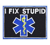 Tactical Morale Patch "I fix stupid" lustiger Aufbügler bestickter Aufnäher Krankenschwester Bügelbilder Militär Sticker Arzt Applikation für alle Stoffe und Uniform | 80x80mm