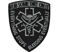 Tactical Morale Patch "Rub some dirt on it" Militär Abzeichen Totenkopf Sticker zum annähen/aufbügeln | Soldaten Aufnäher | 60x75mm